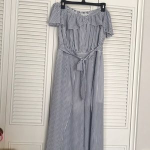 Striped Off the Shoulder Jumpsuit